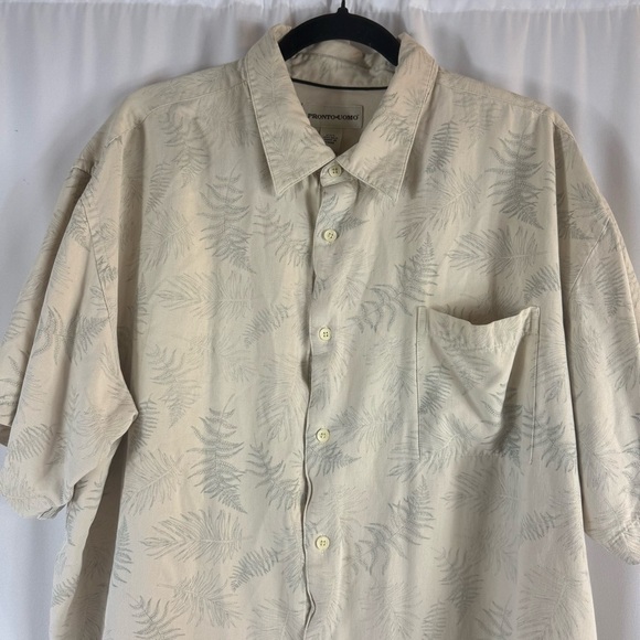 Pronto Uomo Casual Tan Shirt 100% Silk 
 Size XXL Short Sleeve - Picture 3 of 12